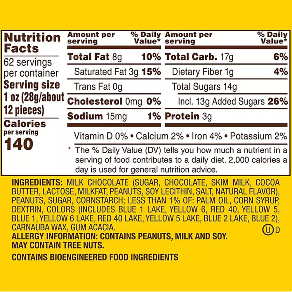 M&M'S Peanut Milk Chocolate Candy Bulk Jar (62 oz.) With Spoon