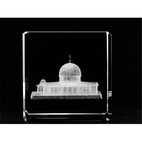 1166-60-46 2.4 L x 2.4 H x 2.4 W in. Crystal Laser-Engraved Dome of the Rock Monuments Laser-Cut