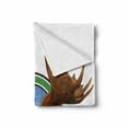 thumbnail image 2 of Moose Soft Flannel Fleece Throw Blanket, Symbolic Northern Fauna with Deer Head Humorous Natural Preservation Image, Cozy Plush for Indoor and Outdoor Use, 50" x 70", Green Brown, by Ambesonne, 2 of 6