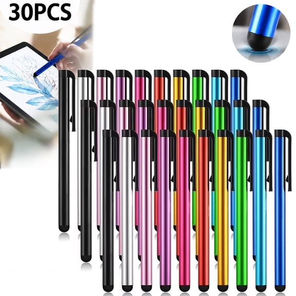 Deally 30 Pieces Stylus Pens for Tablets - High Sensitivity Capacitive Slim Stylus Pens for Touchscreen Universal Touch Screens Devices, Compatible with iPhone, iPad, Tablet (10 Colors)