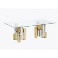 thumbnail image 5 of JERFIT 48 inch Modern Gold Coffee Table with Clear Tempered Glass Top, Stainless Steel Rectangular Cocktail Table for Living Room, 5 of 6