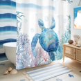thumbnail image 5 of No Hook Shower Curtain, Blue Sea Turtle Shower Curtains for Bathroom with See Through Top Window, Summer Coastal Coral Ocean Waterproof & Washable Bath Curtain Long 72"x78", 5 of 9