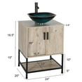 thumbnail image 6 of Eclife 24" Farmhouse Bathroom Vanity with Rustic Oak Wood Top,Blue Glass Sink, Water Save Faucet,Solid Brass Pop Up Drain, 6 of 8