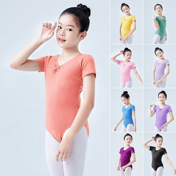 Traje de baile para niños Traje de entrenamiento de verano para niñas Traje de ballet de manga corta Traje de baile de grado de prueba de baile