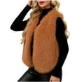 thumbnail image 5 of Dazajoo Women Faux Fur Vest Jacket Sleeveless Open Front Cardigan Winter Casual V Neck Cropped Jackets,Brown,S, 5 of 10