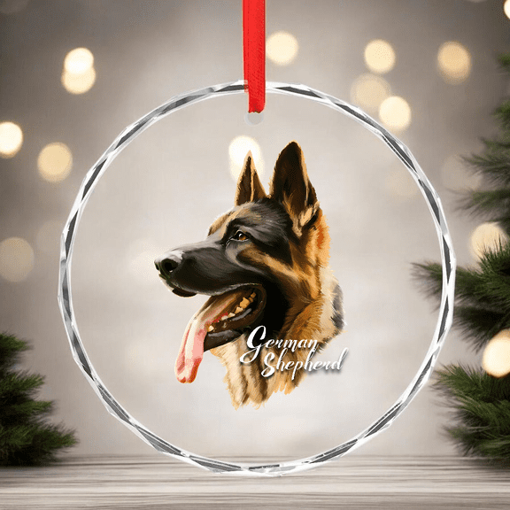 German Shepherd Sharp Look Ornament Dog Lovers Edition CIRCLE GLASS ORNAMENT Home Decor