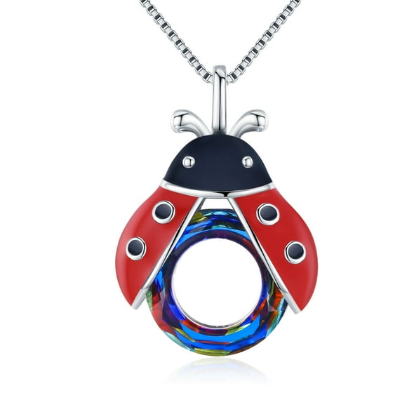 Coachuhhar Collier Raton Laveur/phénix/coccinelle/sirène en Argent Sterling 925 Collier Animal Mignon avec Pendentif en Cristal Bijoux Cadeaux pour Femmes Filles Anniversaire