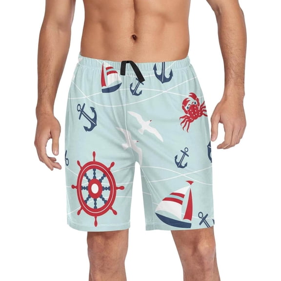 GZHJMY Anchor Pajama Pants Short for Men, Lounge Pants Lightweight Men Pajama Bottoms with Drawstring Pockets, Christmas New Year Birthday Gifts, Medium