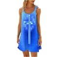 thumbnail image 1 of VEKDONE Robe Maxi à Imprimé Mode pour Femmes Été Aguichant à Dos Nu Hawaïenne de Plage Robe Décontractée Coupe Ample Évasée Robes d'Été Col Rond Robes Plissées Bleu TG, 1 of 5