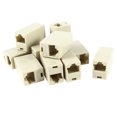 thumbnail image 1 of Beige RJ45 Female Network Cable Inline Modular Straight Coupler Extender 11 Pcs, 1 of 1