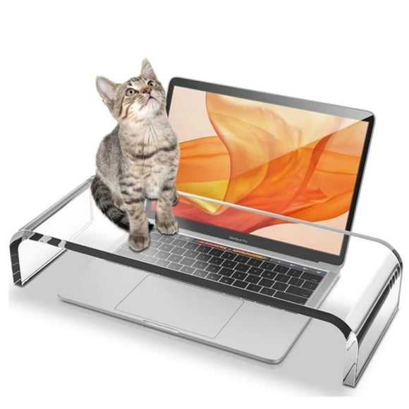 CalorMixs Support d'Ordinateur Portable et Protecteur de Clavier en Acrylique Anti-Chat - Rehausseur de Moniteur Transparent 19,7 Pouces avec Base Antidérapante pour Bureau à Domicile, Organiseur de Bureau Ergonomique