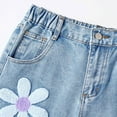 thumbnail image 6 of TOWED22 Girl's Butterfly Print Elastic Waist Wide Leg Ripped Jeans Denim Pants Light Blue,7-8 Y, 6 of 6