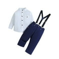 thumbnail image 1 of AherBiu Baby Boy Outfits Long Sleeve Button down Dress Shirts with Rompers Wedding Party Toddler Gentleman Sets, 1 of 7