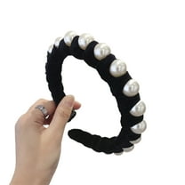 Women's Velvet Wide Headbands with Faux Pearls - Elastic Vintage Hair Wraps, Perfect Hair Accessories for Birthday & Christmas Gifts