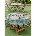 thumbnail image 5 of Outdoor Tablecloth with Umbrella Hole Zipper Green Beach Coastal Round Tablecloth 54" Waterproof Outside Table Cloth Summer Starfish Shell Coral Patio Table Cover Tablecloths for Picnic Party, 5 of 8