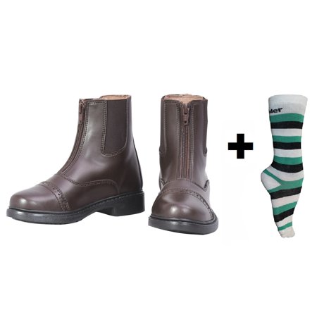 Front Zip Boots - TuffRider Children's Starter Front Zip Paddock Boots with FREE 3 Pack Boot Socks | Children's Horse Riding Equestrian Boots