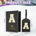 thumbnail image 2 of Uxcell Passport Holder for Travel, Initial Passport Cover and Luggage Tag Set with Alphabet Chenille Letter Patch Black A, 2 of 7