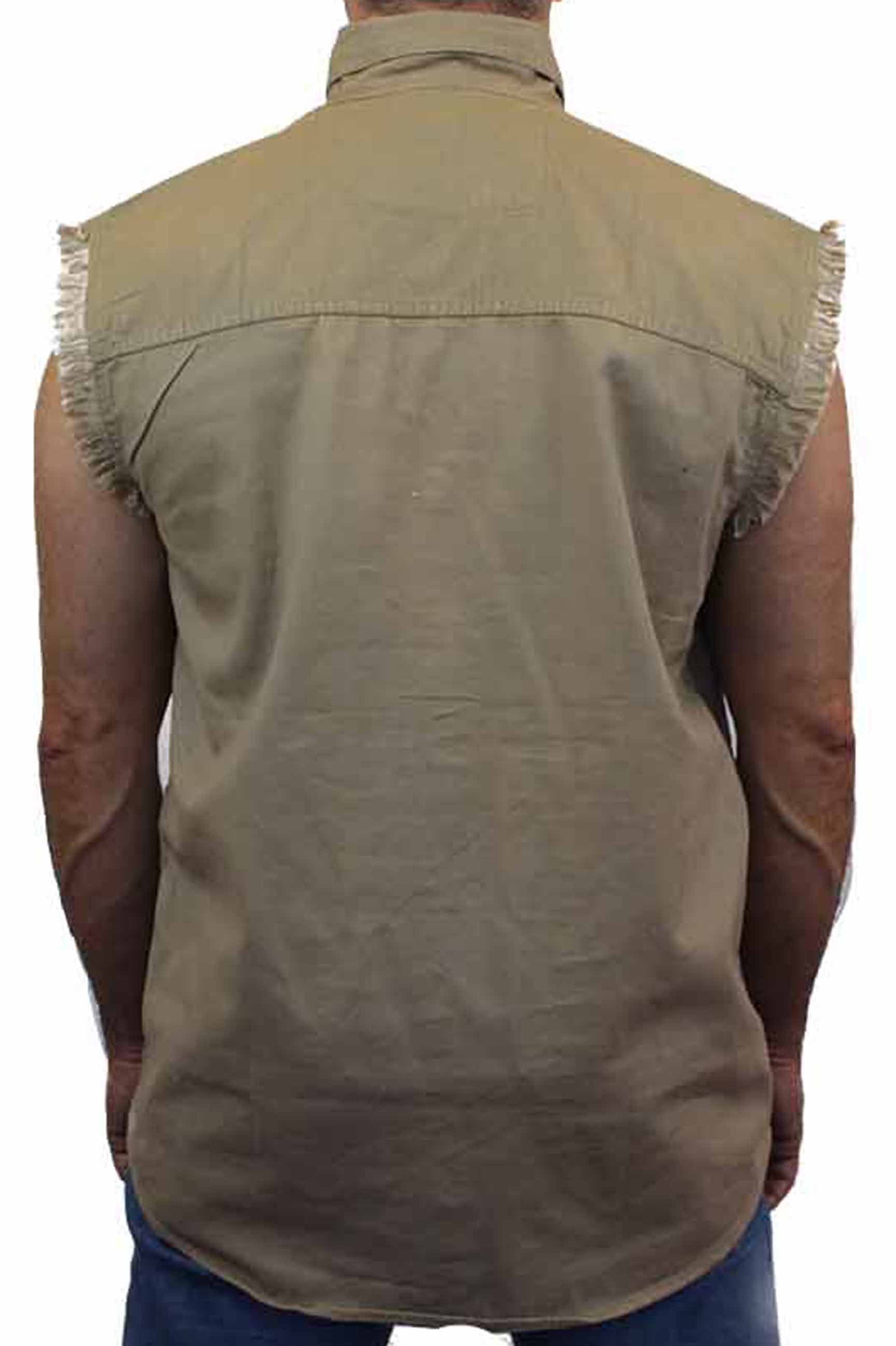 Men's Sleeveless Denim Shirt Biker Vest 