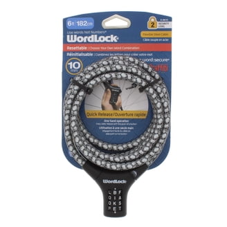 Wordlock CL-454-BL Wordlock Combination Non-Resettable Cable Lock  Blue Black White Steel Vinyl 4 Ft Bike