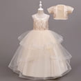 thumbnail image 3 of Girls Long Princess Dresses Gown Sleeveless Halter Strap Lace Princess Dresses with Cardigan Top 2Pcs/Set Party Ball Tulle Pageant Gowns for Evening, Wedding, Birthday,Size 4-14T, 3 of 6