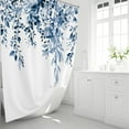 thumbnail image 2 of Eucalyptus Plant Shower Curtain, Floral Fabric Shower Curtain Set with 12 Plastic Hooks, Water Resistant, Watercolor Leaves Botanical Natural Shower Curtains for Bathroom, 72x72, Navy Blue, 2 of 6