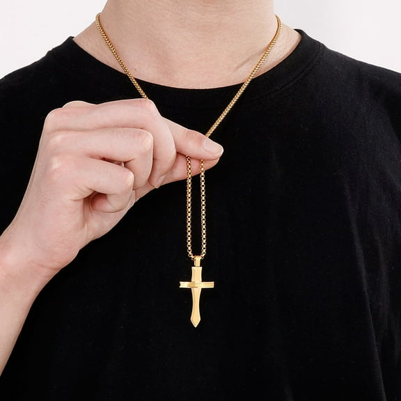 New personalized fashion Cross Box chain 14K Yellow Gold necklace pendant accessories for men and women wholesale jewelry gifts