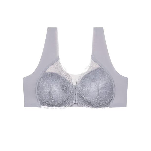 Sujetador de cierre frontal para mujer Sujetador de talla grande con relleno fino de encaje sin CACAGOO Ropa interior de mujer