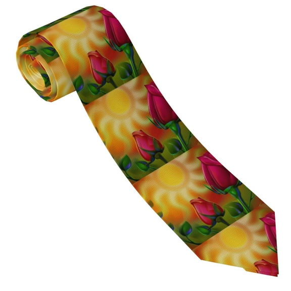 Vsdgher Rose Psychedelic Print Ties for Men 4.7" Formal Necktie Wedding Accessory Men's Business Ties for Wedding Bussiness Work