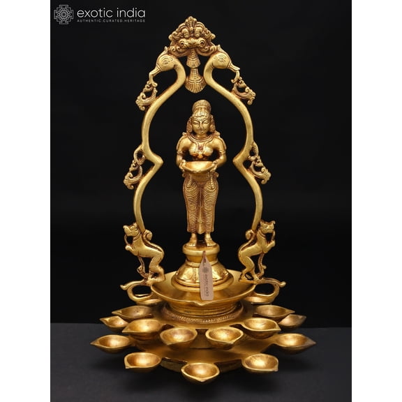 Deepalakshmi In Mayura Prabhavali Brass Sculpture - Handmade