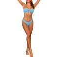 thumbnail image 1 of Conjuntos de bikini de banda para mujer, sin tirantes con lazo acanalado y parte inferior, traje de baño de 2 piezas, color azul claro mediano, 1 of 5
