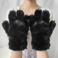 thumbnail image 5 of Byfri Black Furry Cat Paw Full Finger Mittens, Plush Animal Gloves for Themed Festivities, Black 32x24cm, 5 of 7