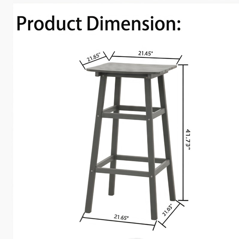 3 Piece Outdoor Bar Set Patio HDPE Dining Set with Square High-Top Table Footrest & Backrest
