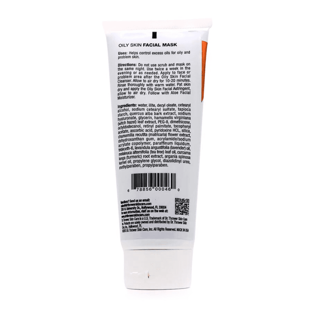 Dr. Thrower's Oily Skin Facial Mask with Tea Tree Oil, Witch Hazel, and Chamomile, 3.5 oz