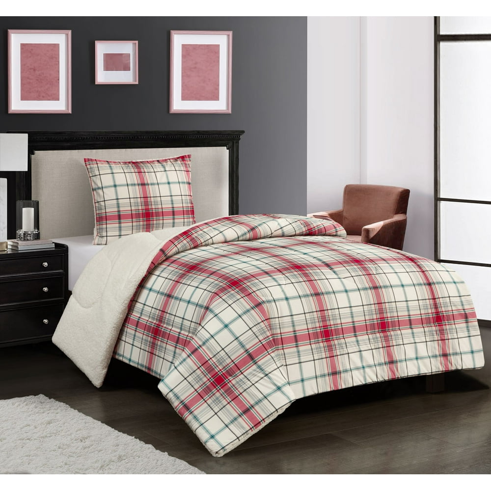 Mainstays Cozy Flannel Reverse to Super Soft Sherpa 2 Piece Comforter