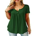 thumbnail image 1 of PENGXIANG Tunique Ample à Col en V pour Femmes, Manches Courtes, Décontractée, Été, Blanche XXXXXL, 1 of 7