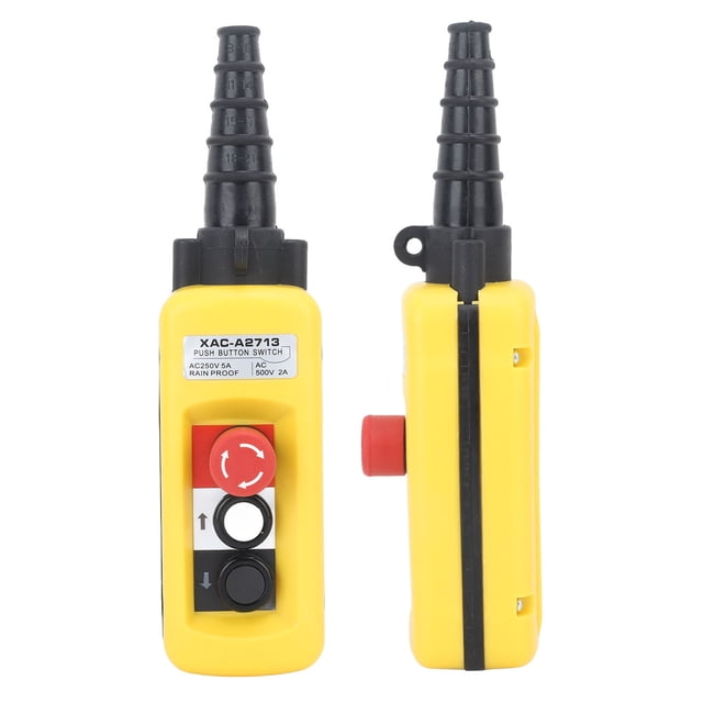 Control De Polipasto De Grúa, Parada De Emergencia 2 Botones Interruptor De Botón De Grúa Fácil De Usar AC250V 5A AC500V 2A Para Almacenes