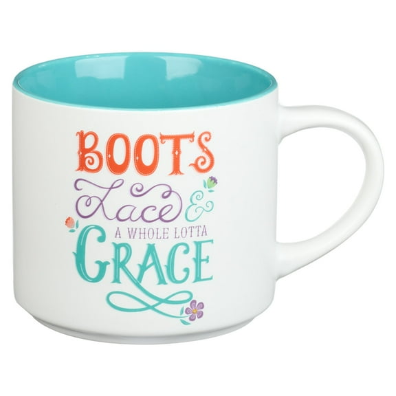 Bless Your Soul XL White Coffee Mug Boots Lace Grace, Funny Birthday Gifts for Women, Mom, Retro-Inspired Designs - 15oz Cup