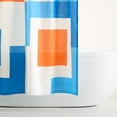 thumbnail image 4 of TOWN & COUNTRY PLAY Lucy Mid Century Squares Cotton-Rich Breathable Fabric Shower Curtain with Anti-Rust Grommets, White/Orange/Blue, 70"x72", 4 of 9