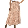 thumbnail image 2 of Maxi Skirts for Women Flower Printed Casual Ruched Elastic Waist Summer Long Skirt Holiday Beach Clothing Women's Skirts, 2 of 7