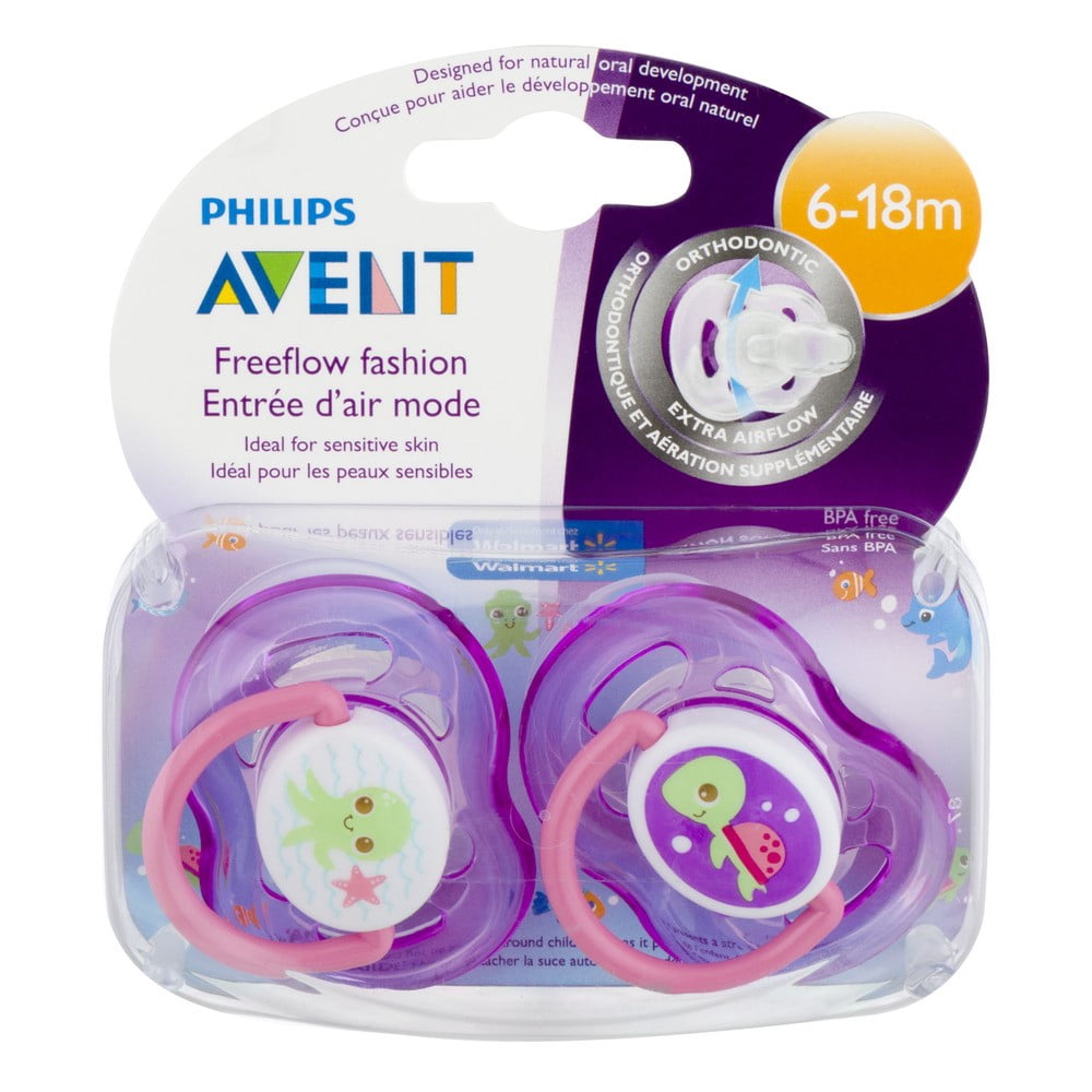 Philips Avent Freeflow Fashion Pacifier, 6-18 Months, (Color May Vary