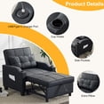 thumbnail image 3 of Ktaxon Sleeper Sofa Bed Convertible Chair Tech Fabric 3-in-1 Futon Sofa with Lumbar Pillow for Living Room Bedroom Office Apartment Furniture Black, 3 of 9