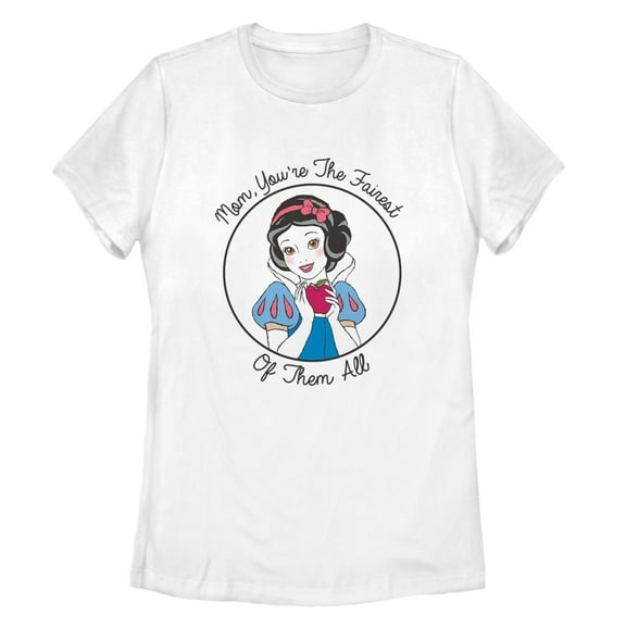 Women's Snow White and the Seven Dwarfs Fairest Mom  Graphic Tee White 2X Large