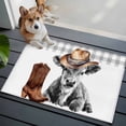 thumbnail image 3 of Western Cow Entryway Rug 2'x3'&nbsp; Non Slip Front Door Mats, Grey Checkered Farmhouse Art Entrance Rugs Indoor Outdoor Carpet, Washable Floor Mats Small Area Rug for Bedroom Kitchen, 3 of 8