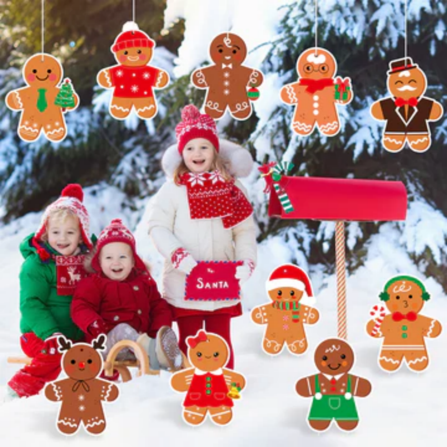 MALLMALL6 Christmas Gingerbread Man Yard Signs for Christmas Party Outdoor Holiday Decor,10Piece