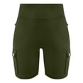 thumbnail image 6 of BRGZLK Women Yoga Shorts Solid Color Elastic Waist Workout Biker Shorts with Cargo Pockets Scrunch High Waisted Gym Shorts, 6 of 7
