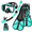 Green, variant on Greatever Snorkel Set with Fins for Adults, Mask Fins Snorkel Gear for Unisex, Dry Top Snorkel Mask Snorkel Fins Combo Set with Travel Bag for Snorkeling, Diving, Swimming BLACK S