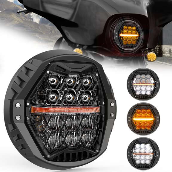 Faro delantero LED para motocicleta LX-LIGHT de 7" 120W con señal ámbar