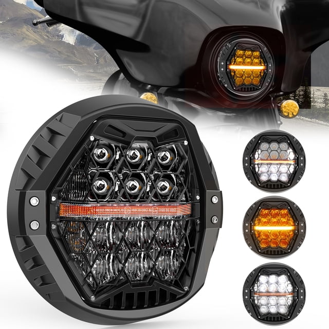 Faro delantero LED para motocicleta LX-LIGHT de 7" 120W con señal ámbar
