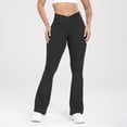 thumbnail image 4 of Resivox Women's High Waisted Cross Waist Yoga Pants - Fashionable Design with Flared Legs, Stretchy Fabric for Outdoor Sports & Casual Wear, Slim-Fit Black M, 4 of 6