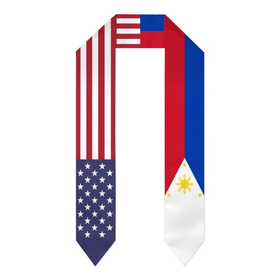 Philippines & USA United States Flag Shawl Sash Stole Graduation Shawls Wraps Scraf For International Study